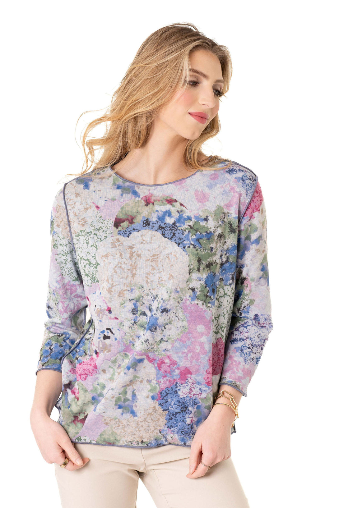 Hydrangea Reversible 3/4 Sleeve Crewneck – Lisette L Montreal - USA