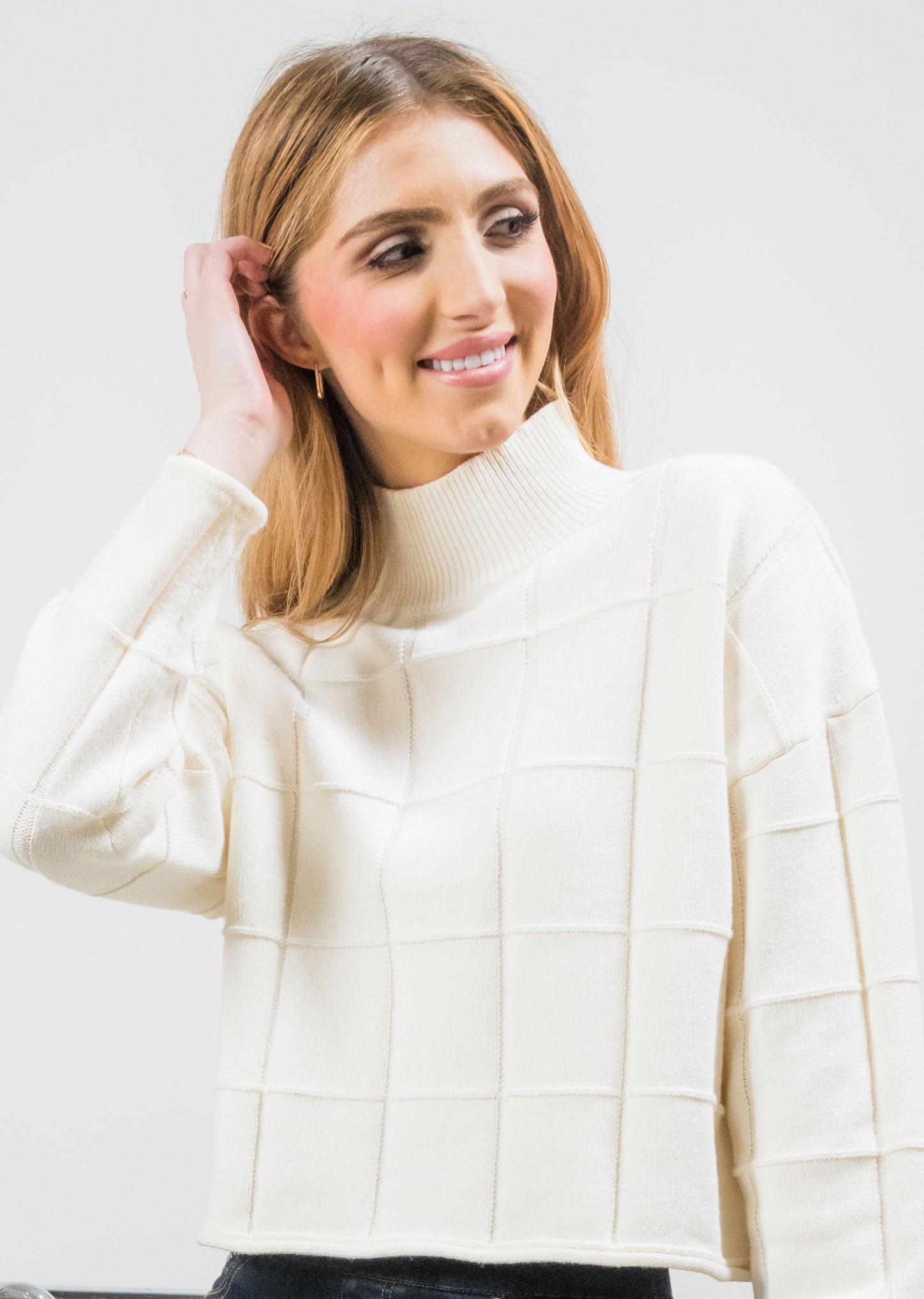 Cassidy Windowpane Knit Sweater – Lisette L Montreal - USA