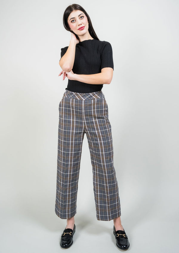 Chestnut Glen Plaid 25" Wide Crop Pant