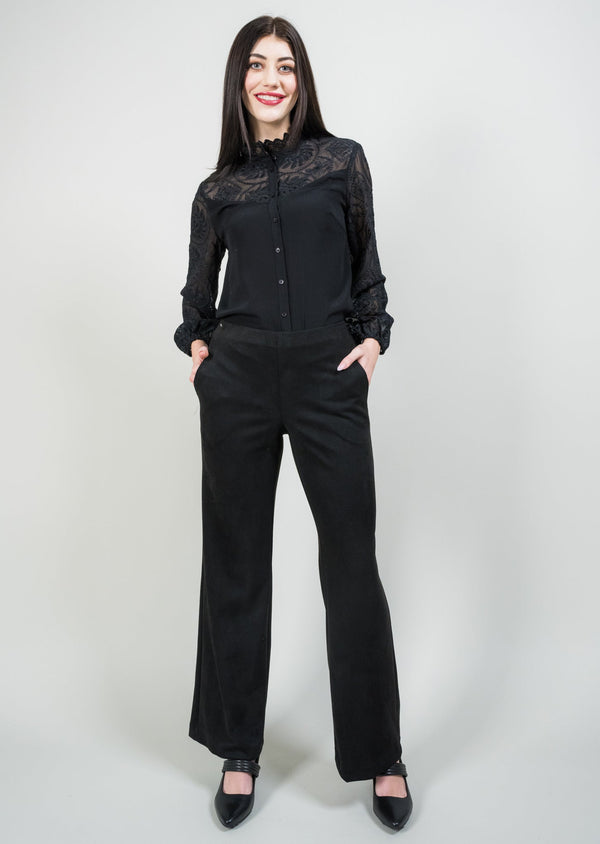 Elena Suede 31" Wide Leg Pant with Novelty Pocket
