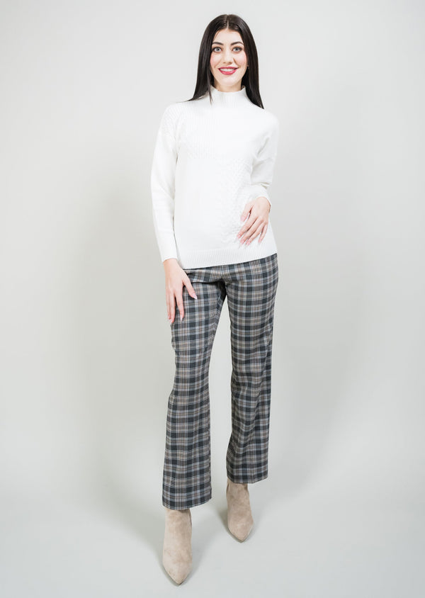 Elise Plaid 30" Straight Leg Pant With Pockets