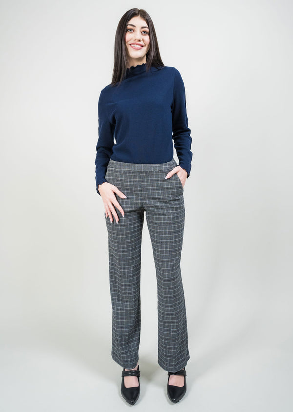 Maeve Brushed Back Plaid 30" Wide Leg Pant with Pockets