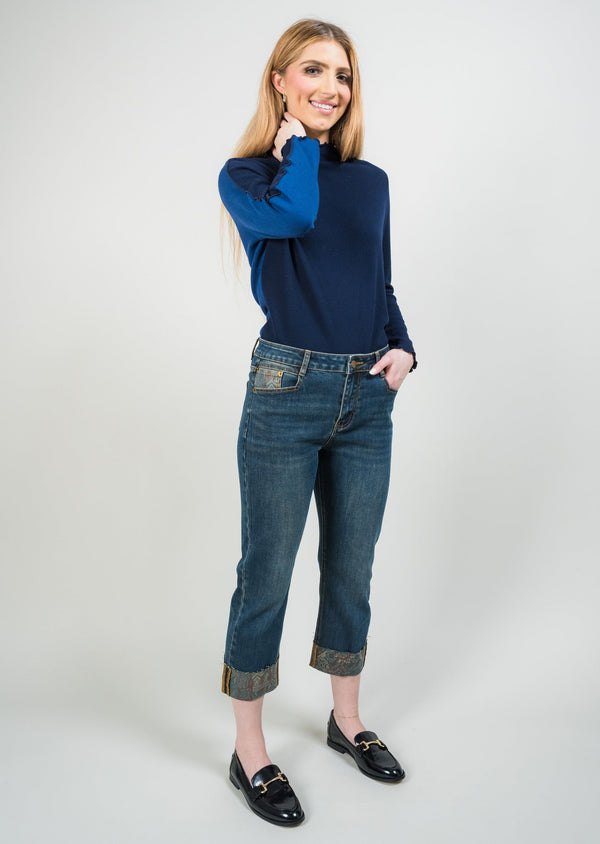 MEDALLION PRINTED DENIM 26" Cuff Jean | | Five Pocket | Zip Fly