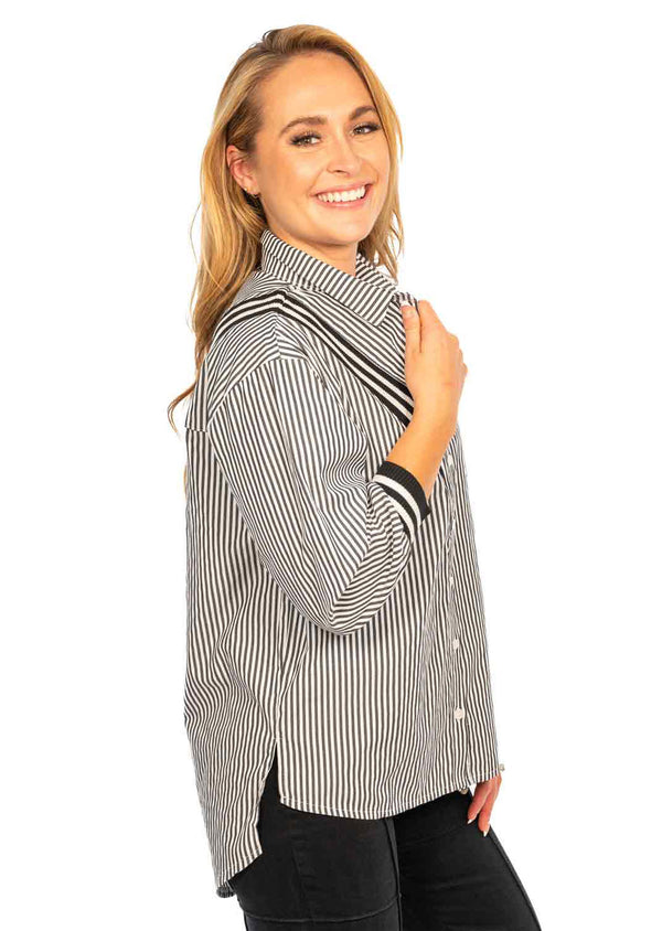 Mix Media Striped Blouse