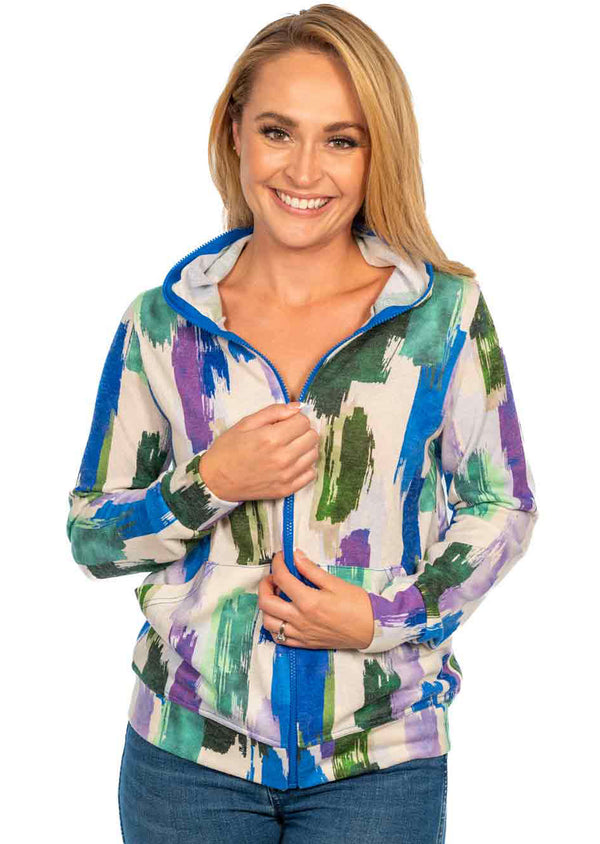 Blue/Purple Zip Neck and Front Hoodie