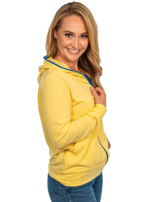 Yellow/Navy Zip Neck and Front Hoodie
