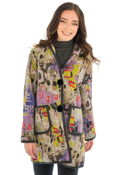 Printed double knit coat.