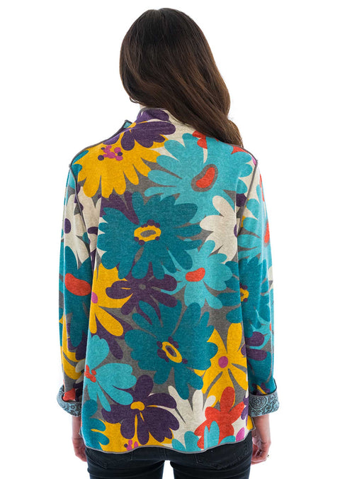 Reversible mock neck oversized floral.