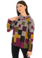 Contrast trim twist neck block pattern sweater