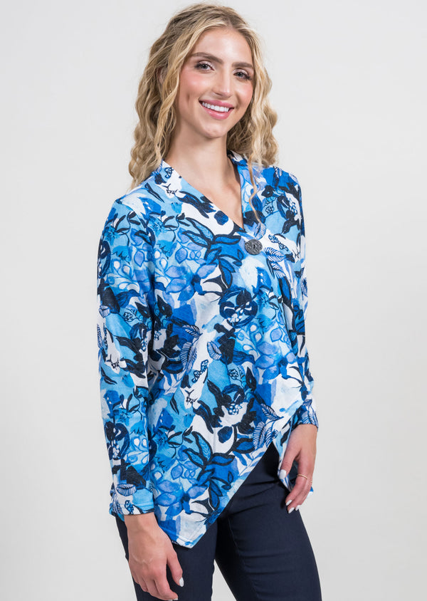 Blue One Button Cardigan