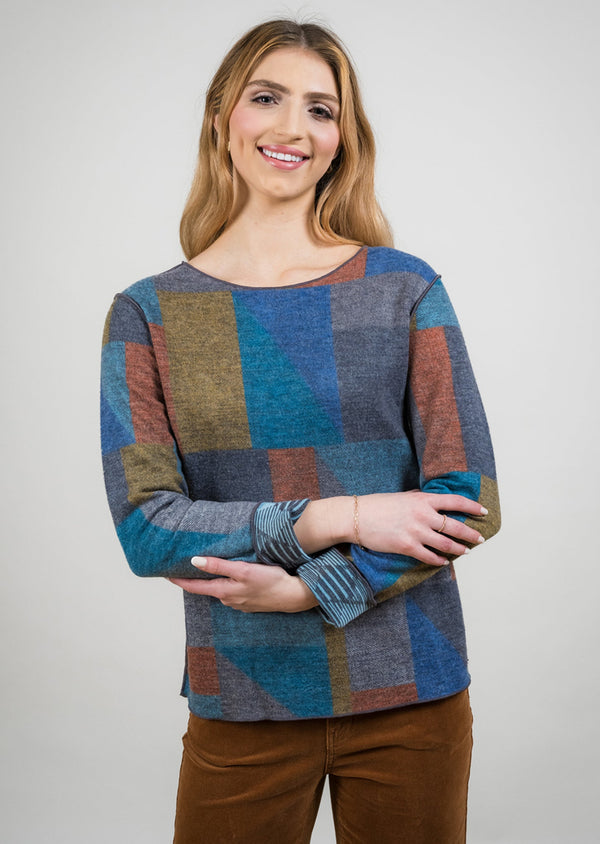 Reversible Patchwork Print Crew Neck