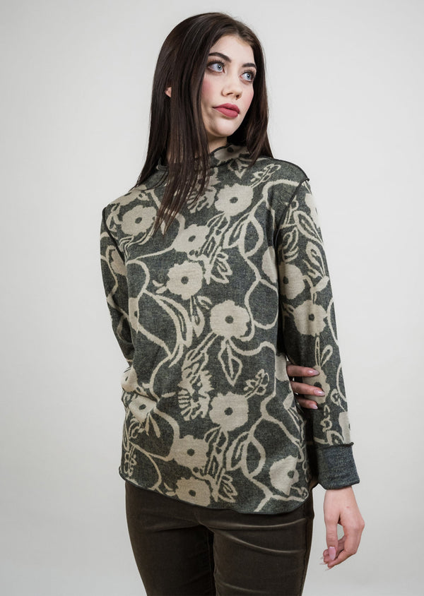 Reversible Floral Mock Neck