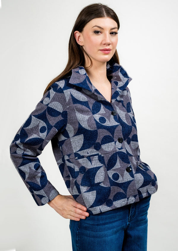 WIRE COLLAR BUTTON DETAIL JACKET