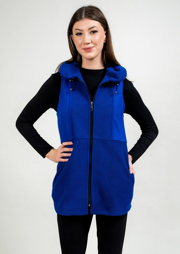 ZIP UP VEST WITH DRAWSTRING COLLAR