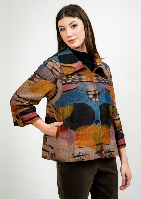 DESERT MULTI PEAK COLLAR BUTTON TAB JACKET