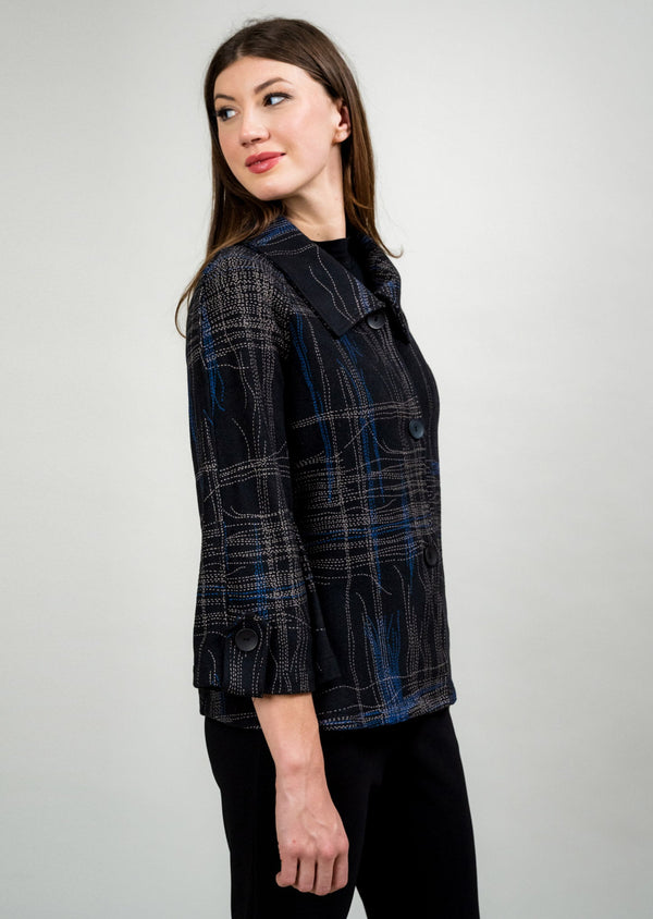 COPPER/BLUE/BLACK PEAK COLLAR BUTTON TAB JACKET