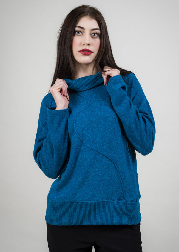 SELF EMBROIDERED BRUSHED MOCKNECK