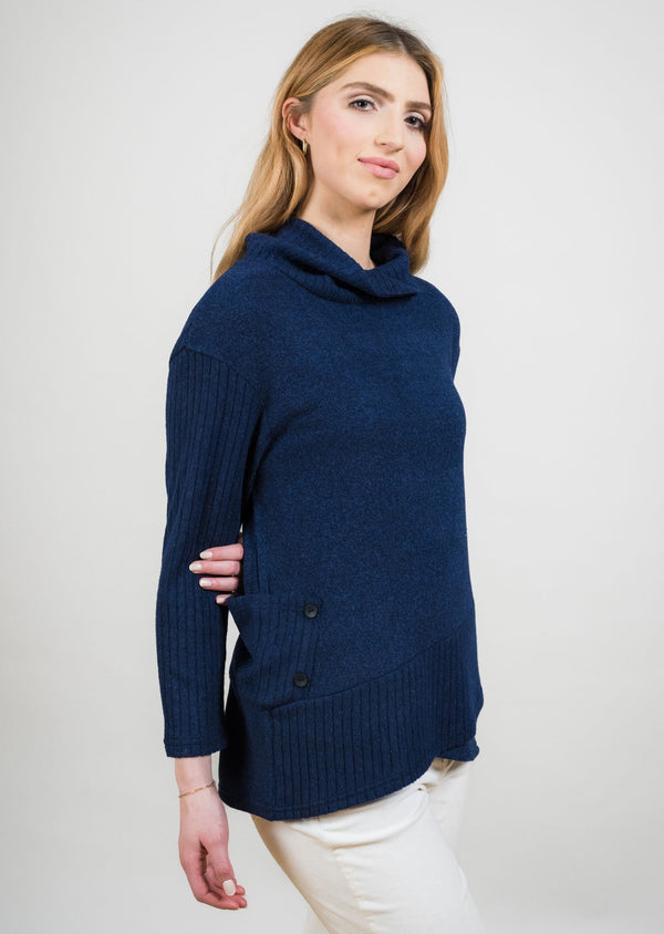 PEPLUM WRAP TUNIC WITH RIB DETAIL