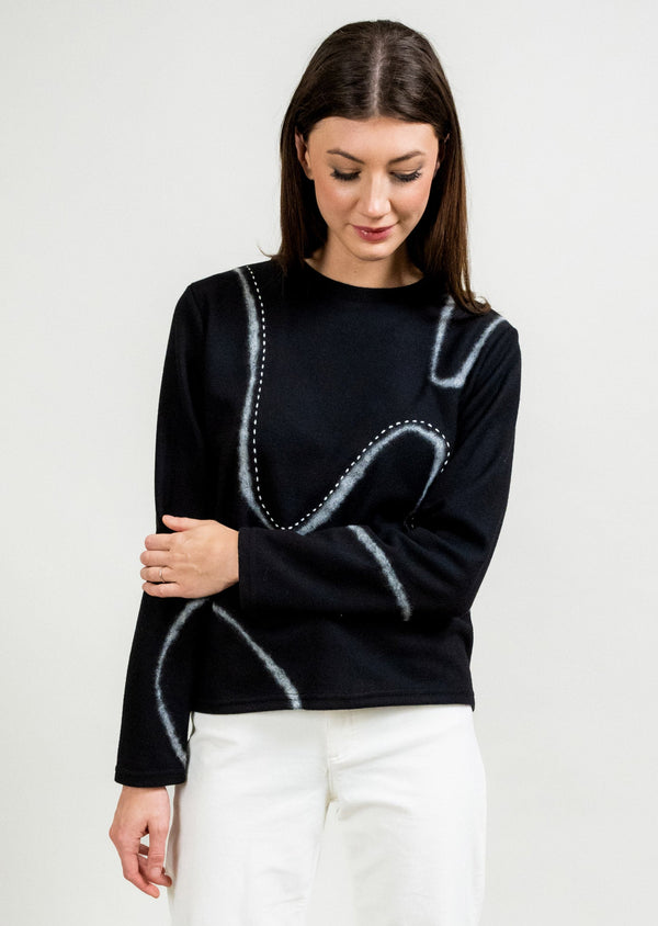 SWIRL FELTED CREWNECK SWEATER