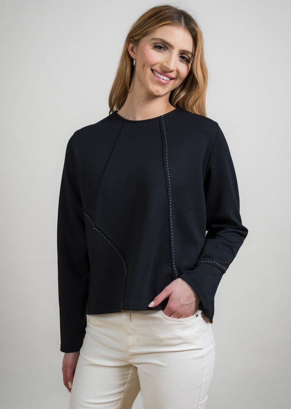 PICK STITCH CREW NECK HIGH LOW