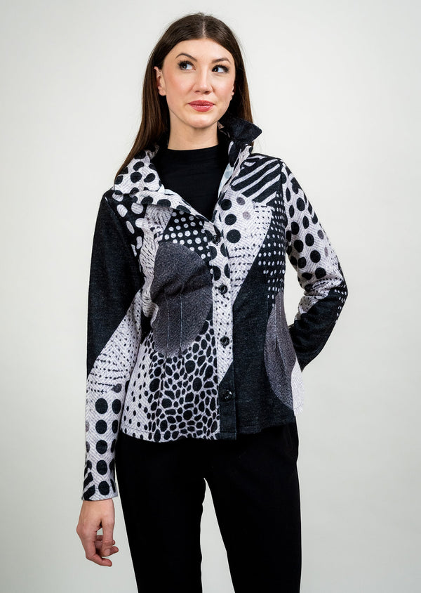 Printed Collared Shirt Jacket