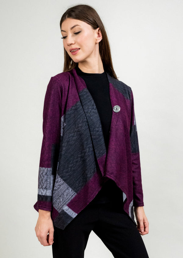 WINE ONE BUTTON CARDIGAN
