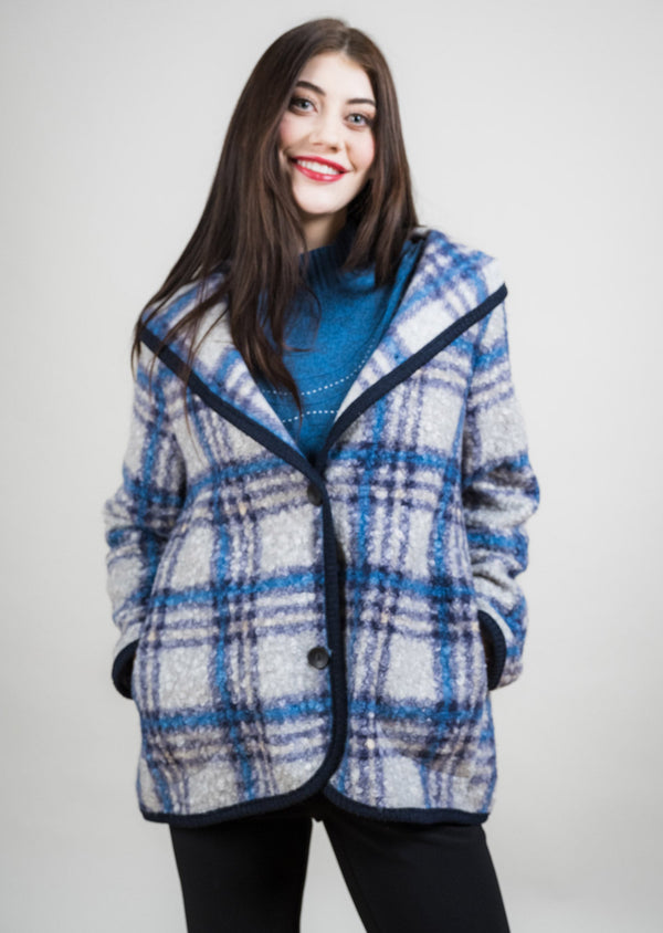 BOUCCLE PLAID HOODED COAT