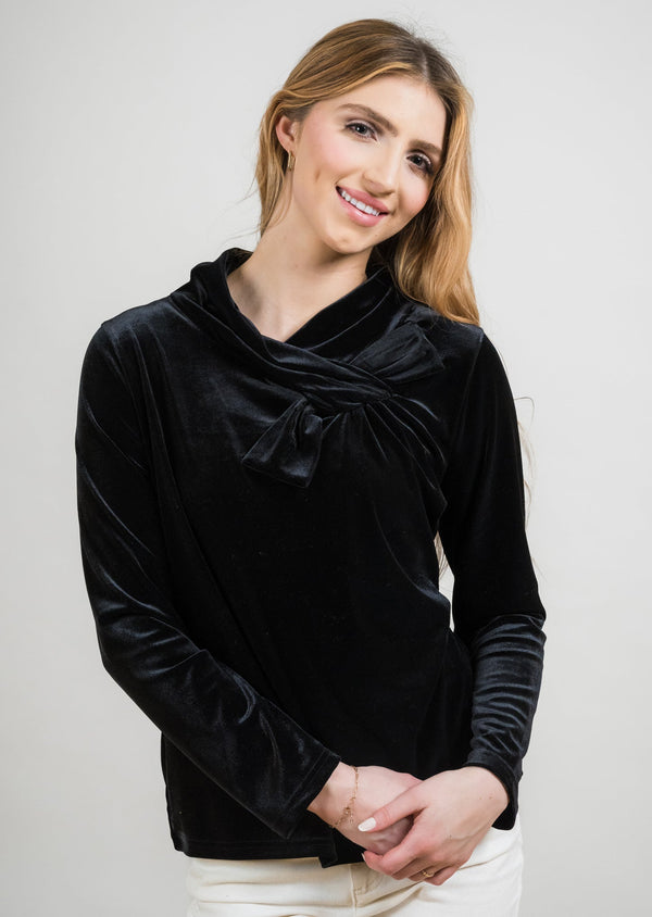 VELVET BOWNECK TOP