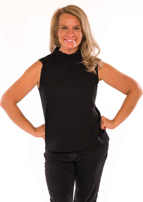 Sleeveless Stitch Mock Neck Top