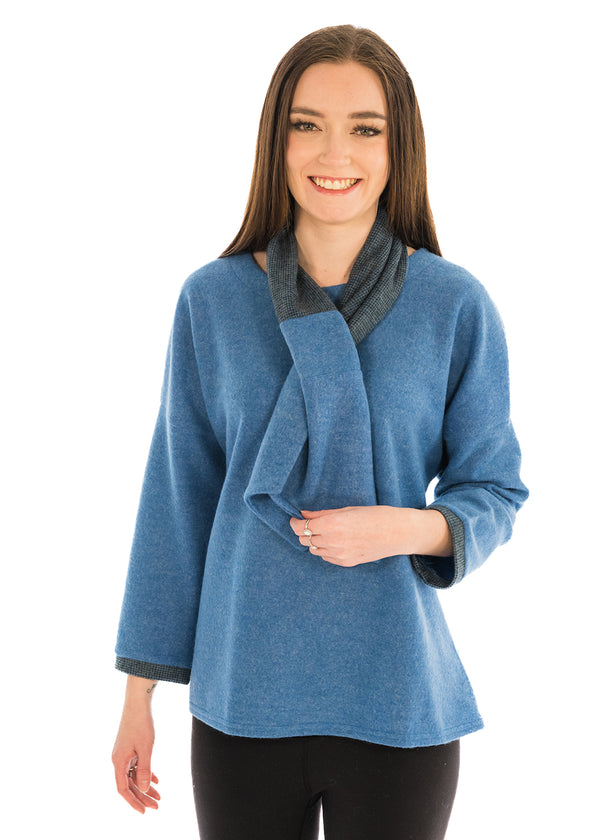 Brushed Detachable Scarf Sweater