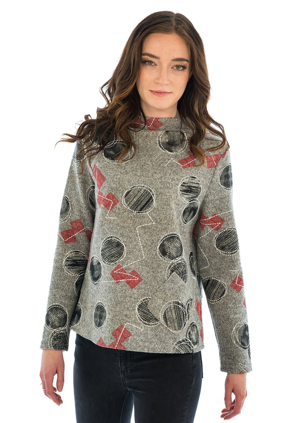 Stand Up Neck Embossed Sweater