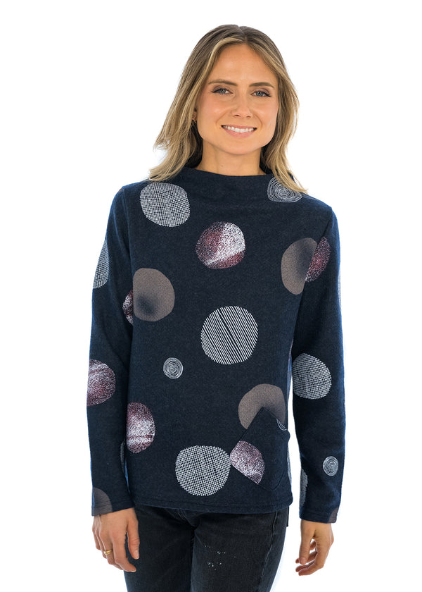 Stand Up Neck Embossed Sweater