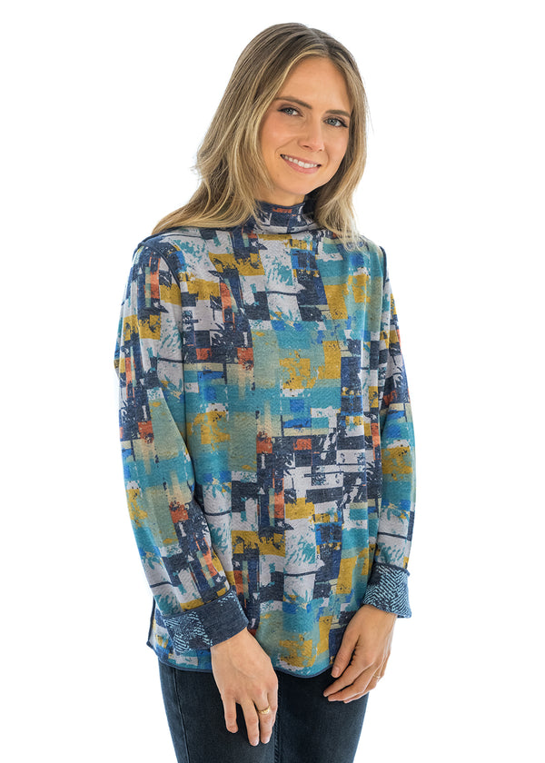 Reversible Mock Neck Geometric