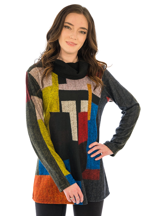 Cowl Neck Brushed Fabric