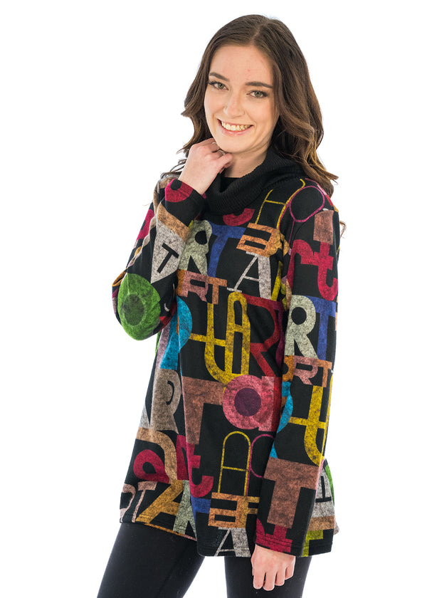 Cowl Neck Brushed Fabric