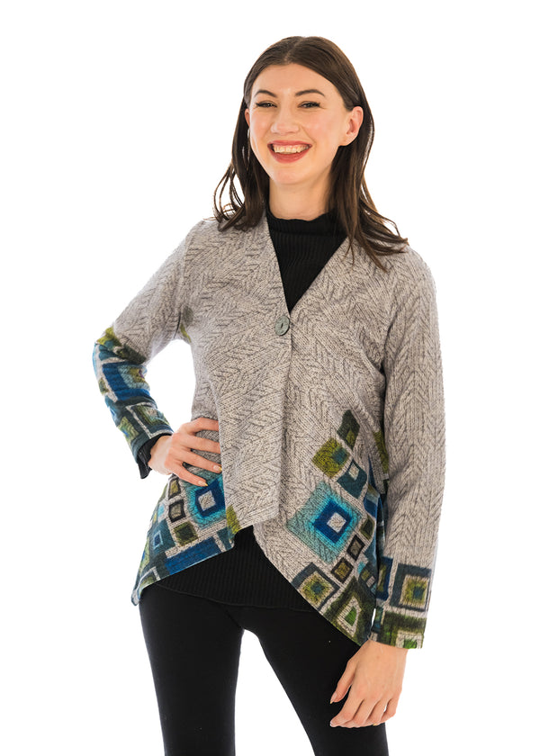 Button Cardigan LT Weight Brushed Fabric