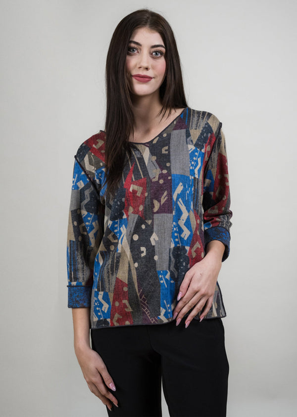 Red/Blue Reversible V-Neck