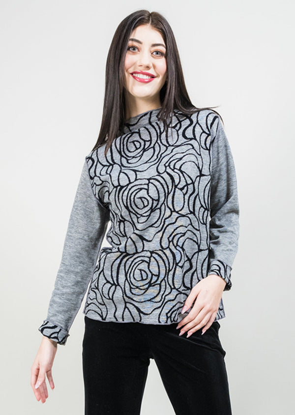 Textured Floral Reversible With Contrast Sleeves